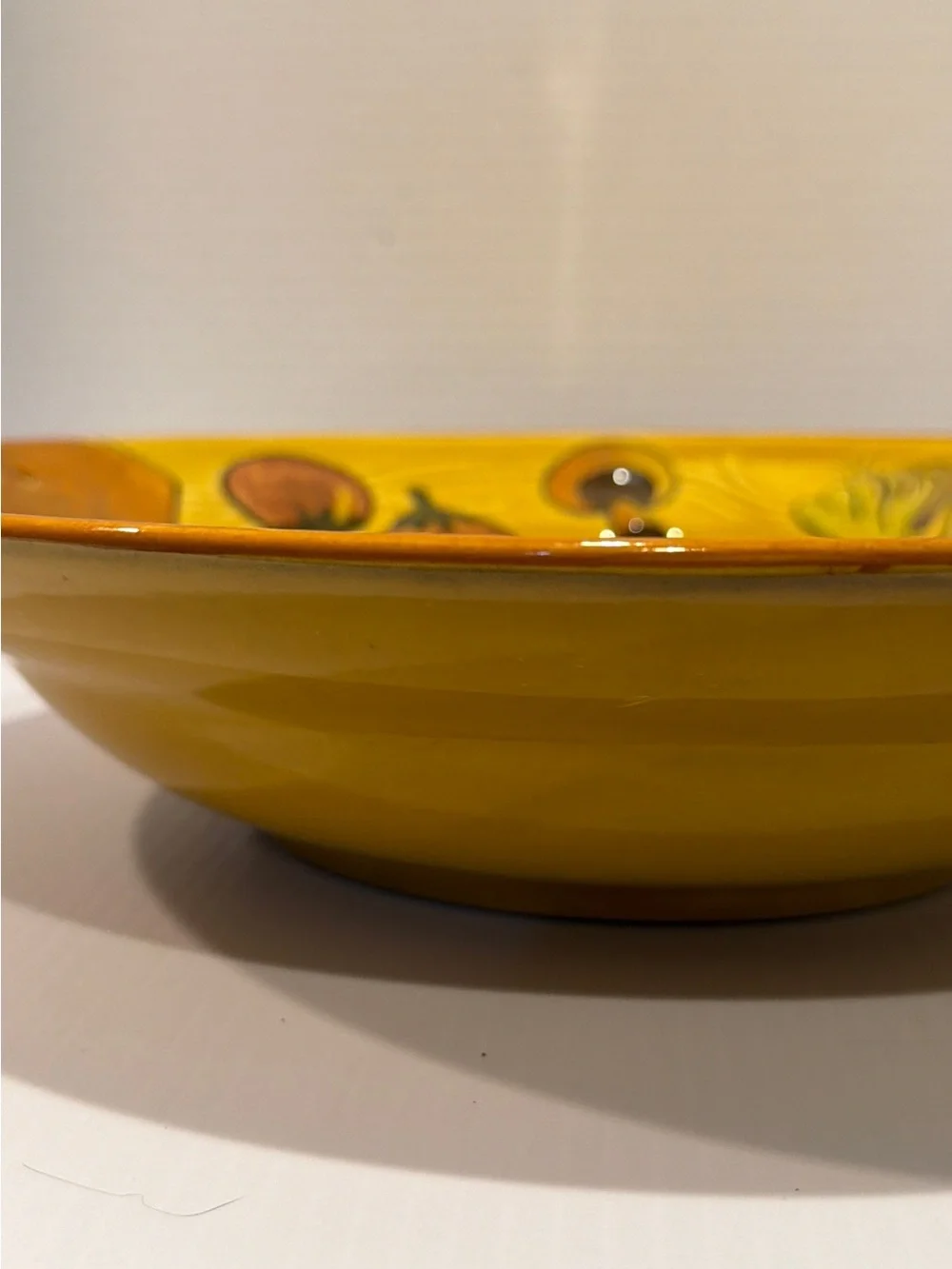 Vintage Los Angeles Pottery Spaghetti Serving Bowl 14” Hand Painted Veggie Pasta